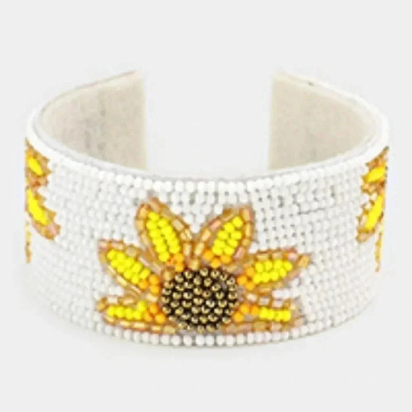 Sunflower Seed Bead Cuff Bracelet - Picture 1 of 1